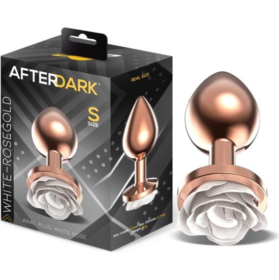 Afterdark Rosegold Metal Anal Plug with White Rose Base - Size S