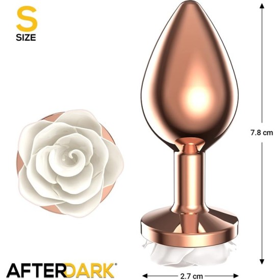 Afterdark Rosegold Metal Anal Plug with White Rose Base - Size S