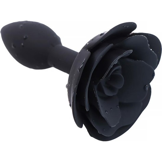 A-Gusto Rose Silicone Butt Plug Black