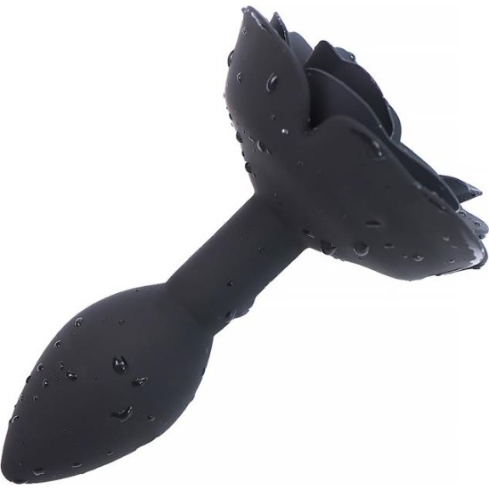 A-Gusto Rose Silicone Butt Plug Black
