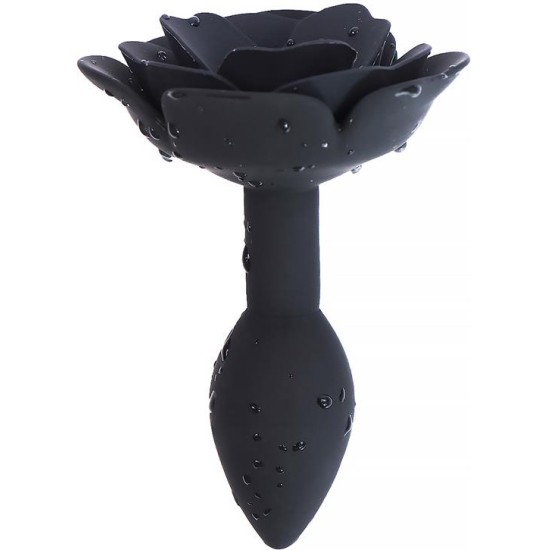 A-Gusto Rose Silicone Butt Plug Black