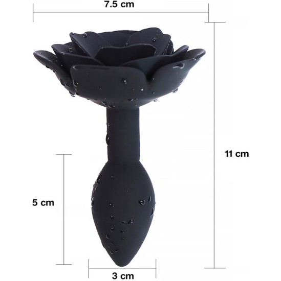 A-Gusto Rose Silicone Butt Plug Black