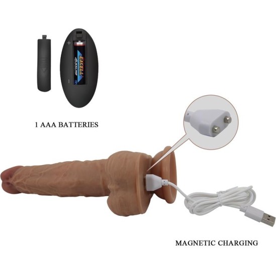 Prettylove Jonathan Dildo with Vibration and Thrusting with Remote Control