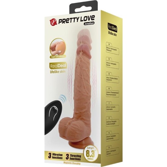 Prettylove Jonathan Dildo with Vibration and Thrusting with Remote Control
