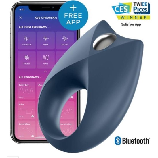Satisfyer Royal One Vibrating Ring with APP Blue