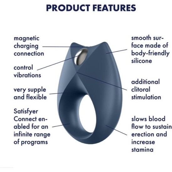 Satisfyer Royal One Vibrating Ring with APP Blue