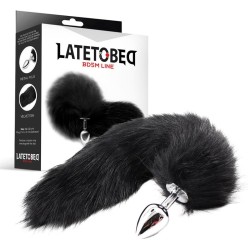 Latetobed Bdsm Line Metal Butt Plug Foxy Tail Velvet Touch 40 cm Black