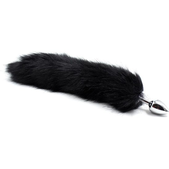 Latetobed Bdsm Line Metal Butt Plug Foxy Tail Velvet Touch 40 cm Black