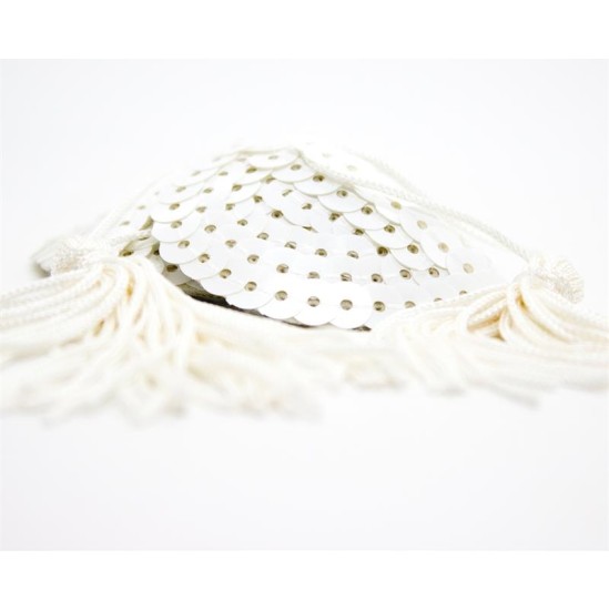 Latetobed Bdsm Line Sequin Nipple Cover with Tassel White