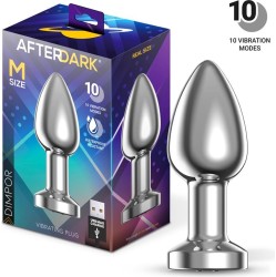 Afterdark Dimpor Chrome Anal Plug with Vibration and Magnetic USB Size M