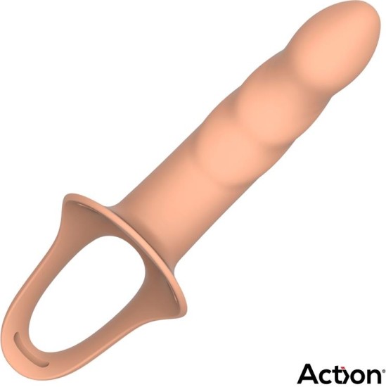 Action Strap-On with Hollow Dildo Premium Silicone Size S Flesh