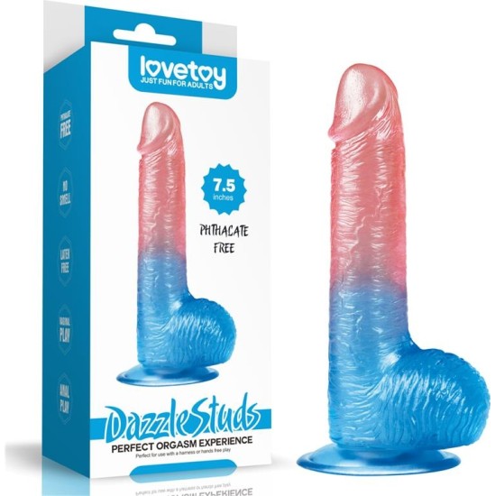 Lovetoy Dildo Dazzle Studs 7.5 Pink and Blue