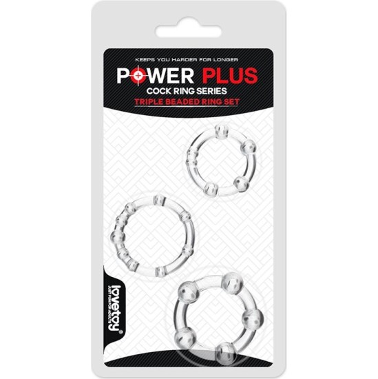 Lovetoy Pack of 3 Penis Ring Power Plus Triple Clear