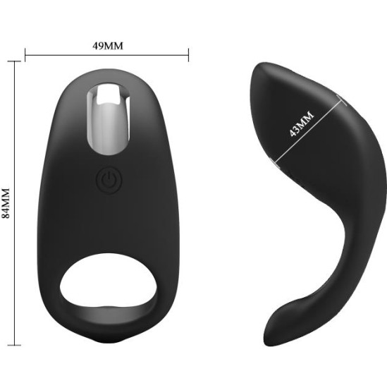 Prettylove Cockring Gemma USB Silicone Black