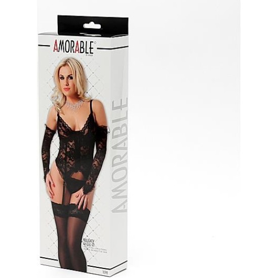 Amorable Basque with Stocking Black