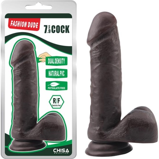 Chisa Dildo Dual density Fashion Dude 7.9 Brown