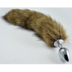 Lovetoy Metal Butt Plug with Brown Fox Tail Size S