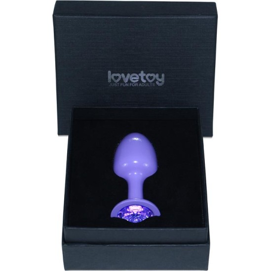 Lovetoy Metal Butt Plug Purple Rosebud with Blue Jewel