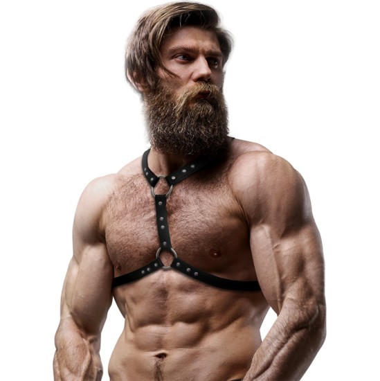 Fetish Submissive Attitude ECO-LEATHER CHEST HARNESS WITH DOUBLE SUPPORT AND STUDS FOR MEN
