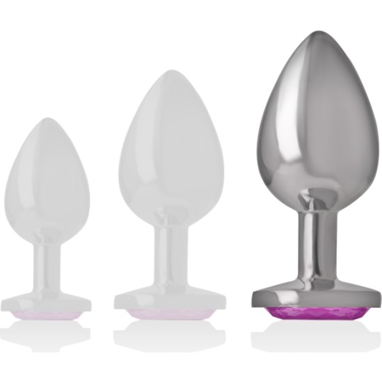 Intense Anal Toys INTENSE - ALUMINUM METAL ANAL PLUG WITH PINK CRYSTAL SIZE L