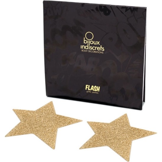 Bijoux Flash Collection BIJOUX - INDISCRETS FLASH GOLDEN STAR NIPPLE COVERS