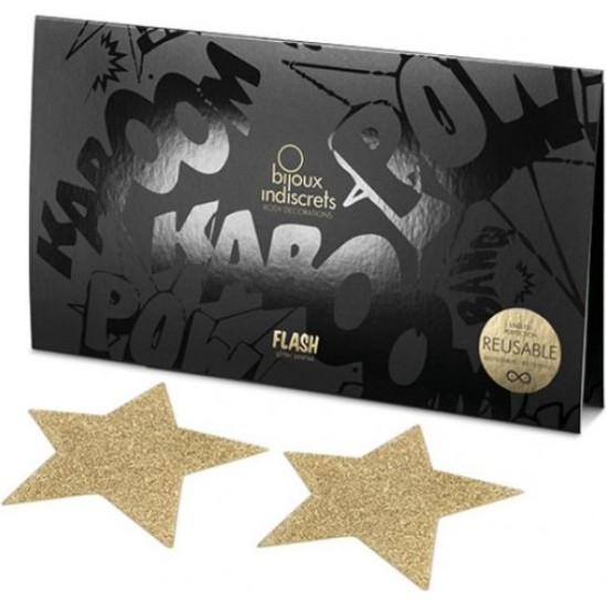 Bijoux Flash Collection BIJOUX - INDISCRETS FLASH GOLDEN STAR NIPPLE COVERS