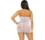 Leg Avenue Dresses LEG AVENUE - RHINESTONE HALTER MINI DRESS ONE SIZE - WHITE