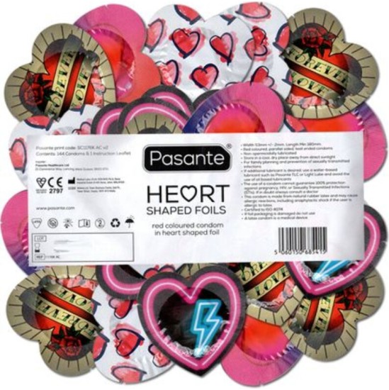 Pasante CONDOMS RED HEART SHAPE BAG 144 UNITS