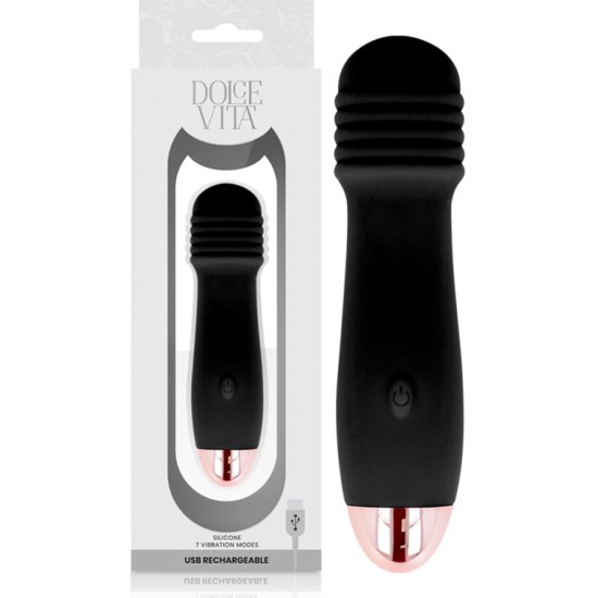Dolce Vita RECHARGEABLE VIBRATOR THREE BLACK 7 SPEED