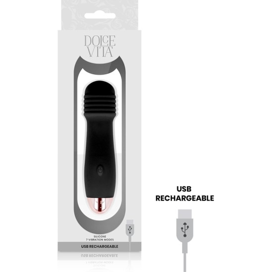 Dolce Vita RECHARGEABLE VIBRATOR THREE BLACK 7 SPEED