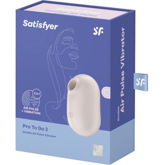 Satisfyer Air Pulse SATISFYER - PRO TO GO 2 DOUBLE AIR PULSE STIMULATOR & VIBRATOR BEIGE