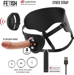 Fetish Submissive Cyber Strap HARNESS WITH Dildo AND BULLET REMOTE CONTROL WATCHME S TECHNOLOGY