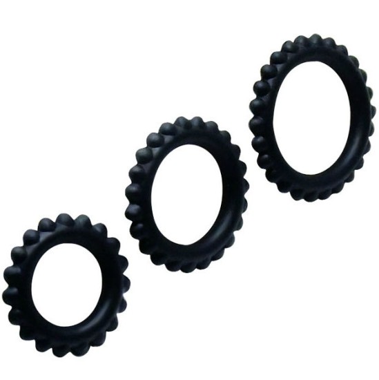 Baile For Him BAILE TITAN SET 3PCS COCK RING melns 2.8 + 2.4 + 1.9 CM