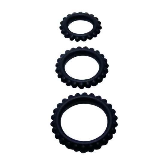 Baile For Him BAILE TITAN SET 3PCS COCK RING melns 2.8 + 2.4 + 1.9 CM