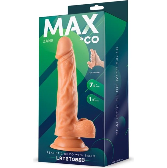 Max & Co Zane Realistic Dildo with Testicles Flesh 7,6 - 19.5 cm