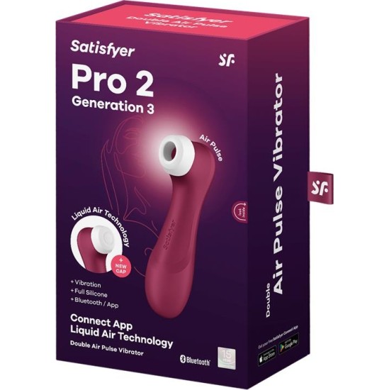 Satisfyer Pro 2 Gene 3 Liquid Air Technology Suction and Vibration App Connect Wine Red