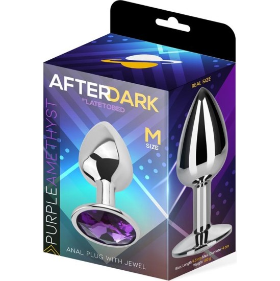 Afterdark Butt Plug with Jewel Purple Amethyst Size M Aluminium