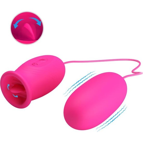 Prettylove Daisy Vibrating Egg with Licking Tongue Pink