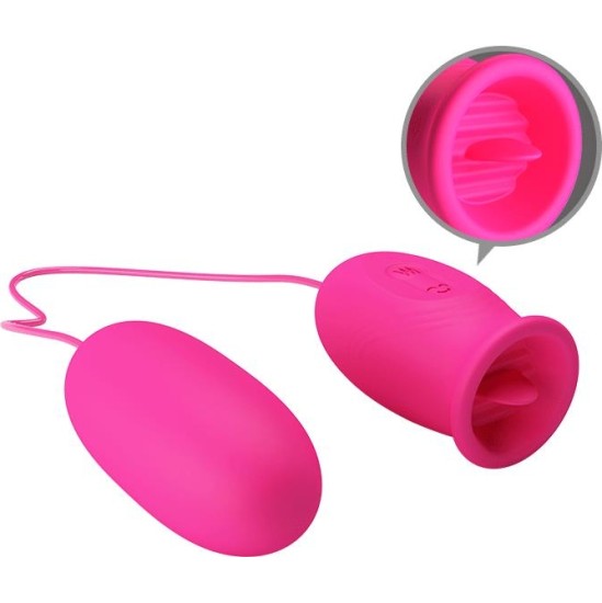 Prettylove Daisy Vibrating Egg with Licking Tongue Pink