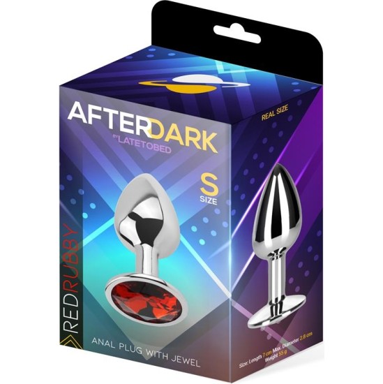 Afterdark Butt Plug with Jewel Red Rubby Size S Aluminium