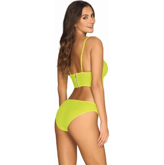 Obsessive Neonia 2 Piece Bra Set with Zipper Neon Yellow