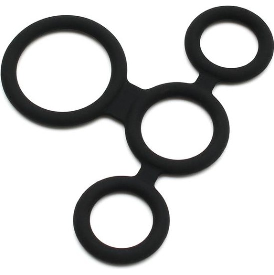 Latex Play Quatro Cock Ring and Ball Splitter