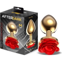 Afterdark Golden Metal Anal Plug with Red Rose Base - Size M