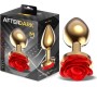 Afterdark Golden Metal Anal Plug with Red Rose Base - Size M