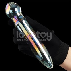 Lovetoy Glow in the Dark Glass Dildo Twilight Gleam Prism Glass