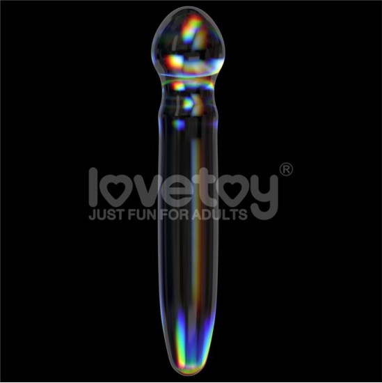 Lovetoy Glow in the Dark Glass Dildo Twilight Gleam Prism Glass
