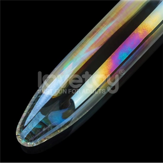 Lovetoy Glow in the Dark Glass Dildo Twilight Gleam Prism Glass