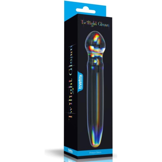 Lovetoy Glow in the Dark Glass Dildo Twilight Gleam Prism Glass