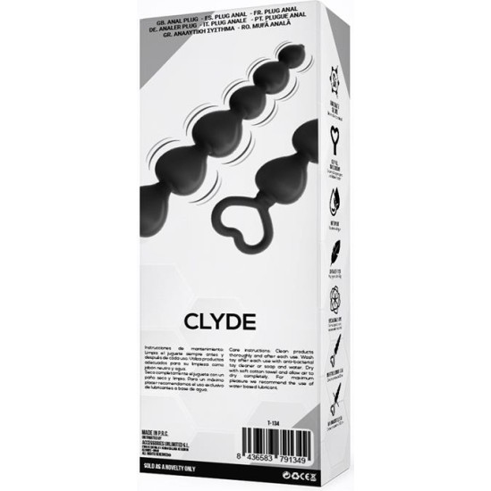 Tardenoche Clyde Beaded Butt Plug with Easy Pull Ring Silicone Black