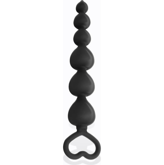 Tardenoche Clyde Beaded Butt Plug with Easy Pull Ring Silicone Black